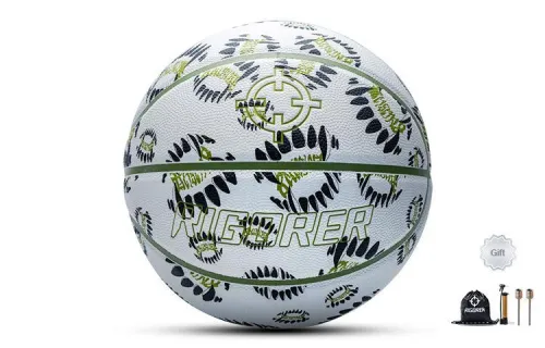 RIGORER Monster Series PU Basketball White Green Size 7 Training Unisex