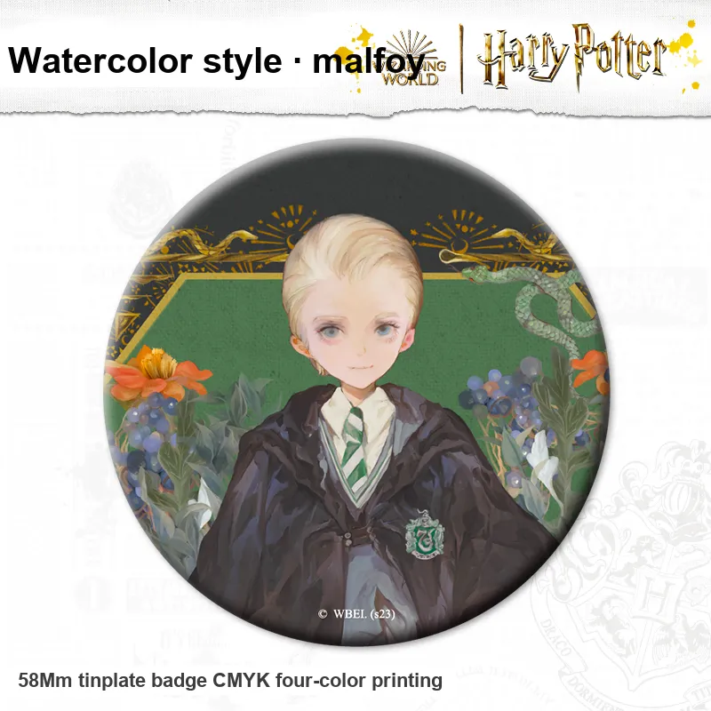 HARRY POTTER Harry Potter Hermione Granger Ron Luna Malfoy Watercolor Style Figure Print Badge Tinplate Badge Badges-9