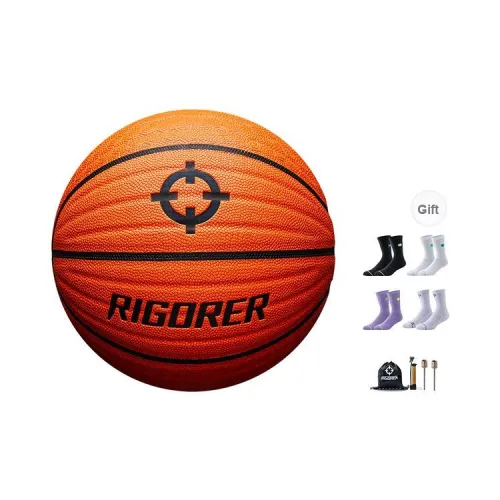 RIGORER Moisture Absorbing Leather Basketball Orange Size 7 Training Unisex