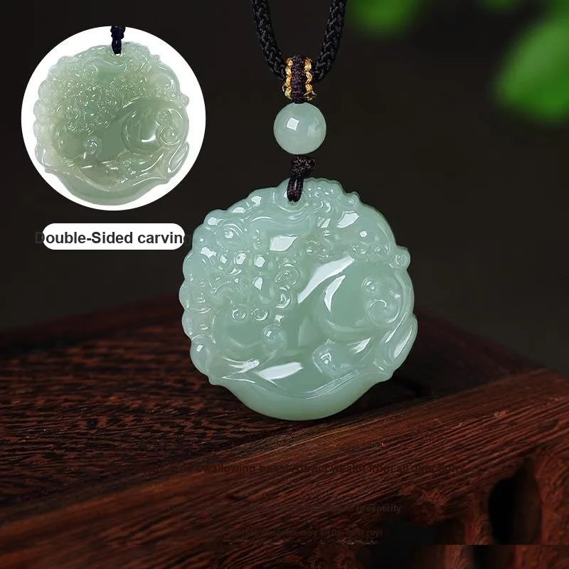 WEITIANXUAN Hetian Jade Pendants Green Jade Unisex-3