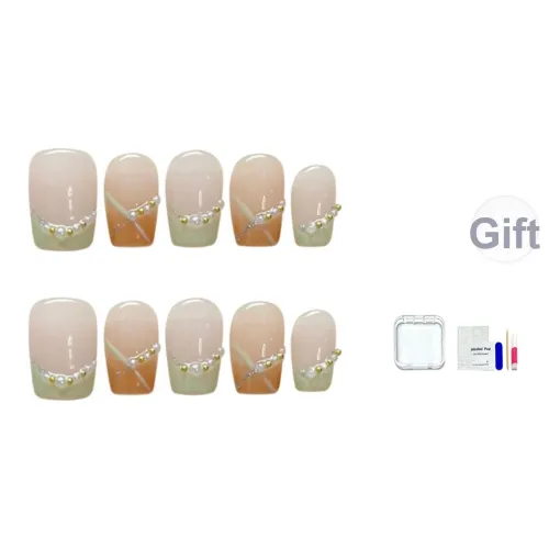 JINGCHANXUE Мягкий Свет Минималистский стиль Ручная работа Искусственный Ногтик Короткий Квадратный Французский Jump Цвет Стиль Instagram 12 мм