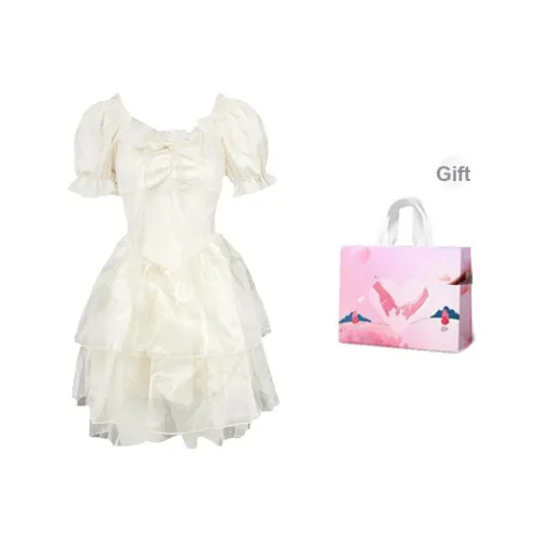 AURORA MUSE Короткий рукав Платье Женское Абрикосовое