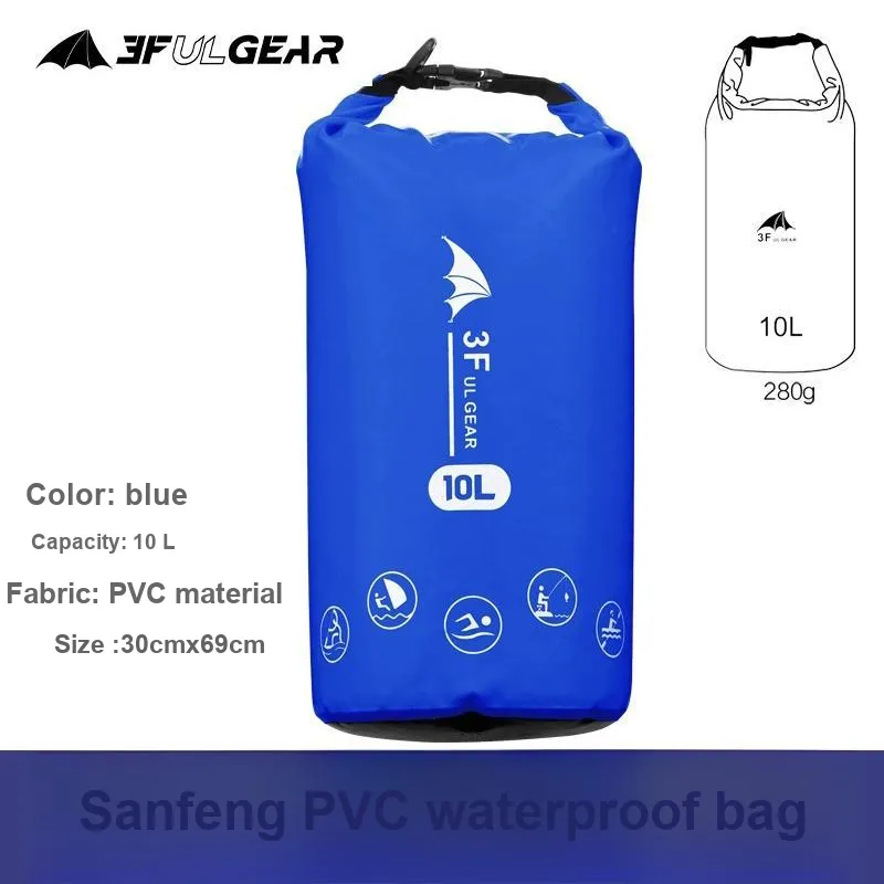 Three Peaks Out Outdoor Waterproof Bag Drifting And Kayaking Float Fishing PVC Material Blue 10L Shoulder Bag-1