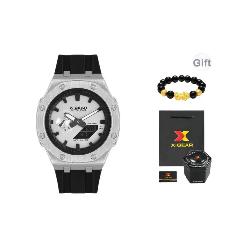 X Шестерня Кварцевый механизм Мужские часы 44мм*20мм*14мм Серебряный