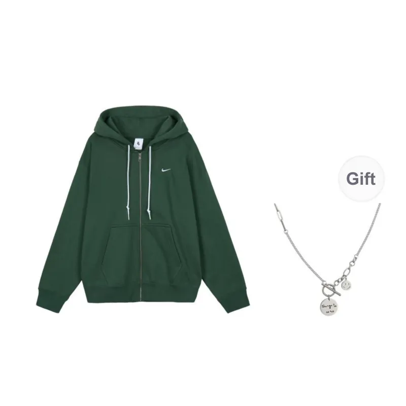 Nike Solo Swoosh Jackets Coats Men's Fir Green With Necklace Included-0