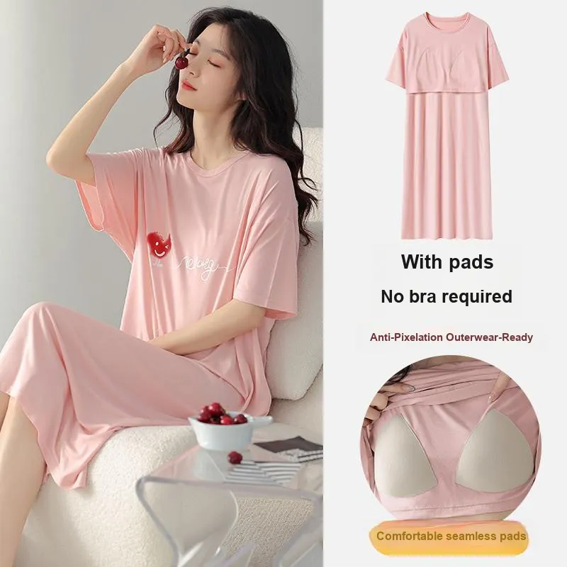 FENTENGCARE Nightgown Women's Pink-1