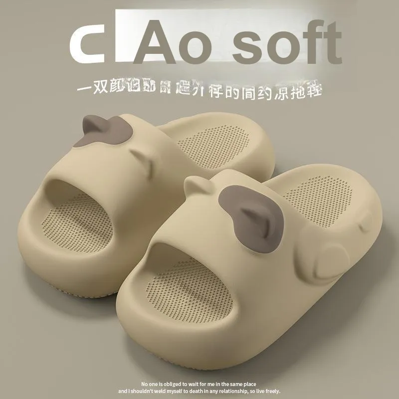 JINGEYU Cute Kitten 3D Effect Trendy Ear Slippers, Home Stripes Platform Slip Resistant-9