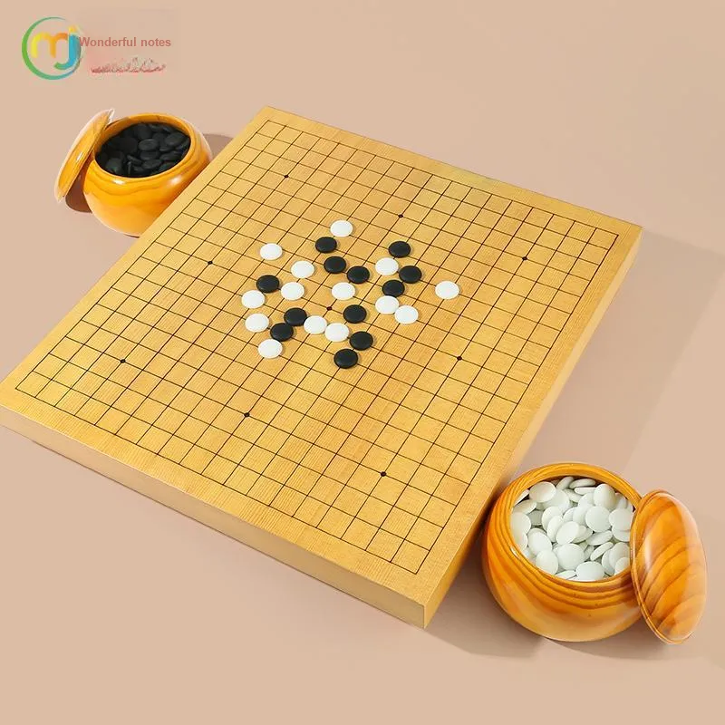 Miao Ji Go Five In A Row 4cm Extra Thick New Zelkova Go Stone Set With Spruce Stone Holder And Bag Board Games-4