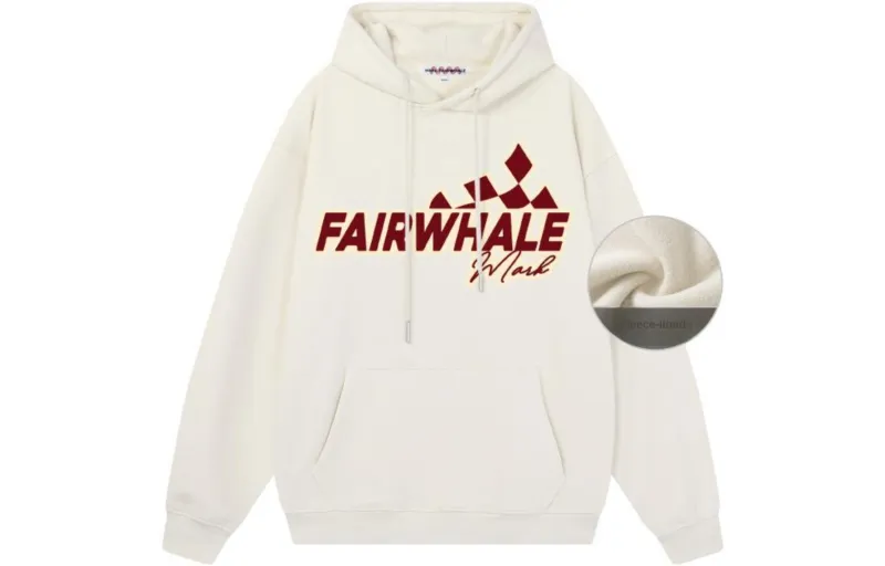 FAIRWHALE Letter Print Loose Fit Pullover Drop Shoulder Hoodie Unisex-32