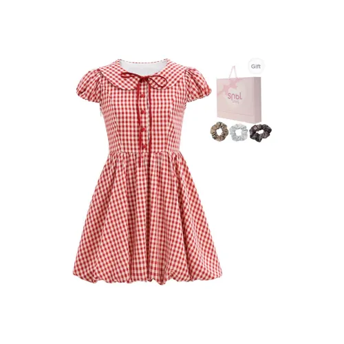 SNBL Короткий рукав Платье Женское Красное