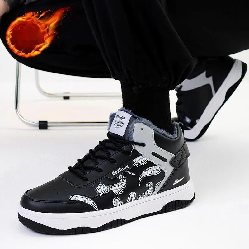 Kuding Skateboard Shoes Men High Top Black Gray Beige Green-7