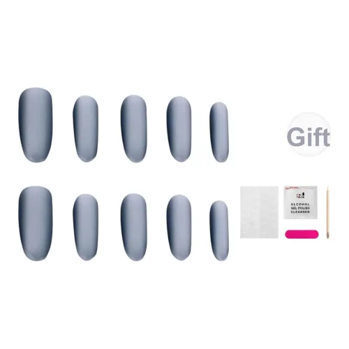 JIABITU Матовый Премиум Серый False Nail Овальный Однотонный Телесный Китайский стиль 14 мм