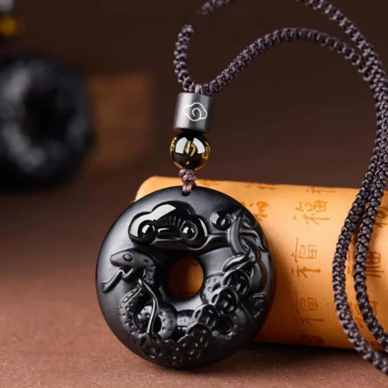 Stone On The Line Obsidian Pendants Unisex-1