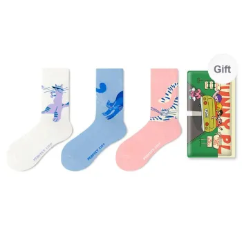 PL Mid Calf Socks Unisex Shopping Bag 3 Pack Mixed Color