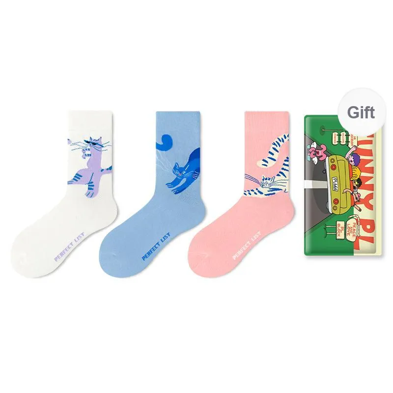 PL Mid Calf Socks Unisex Shopping Bag 3 Pack Mixed Color-0