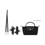 Black with Silver Buckle Crossbody Shoulder Strap+No Hole Buckle