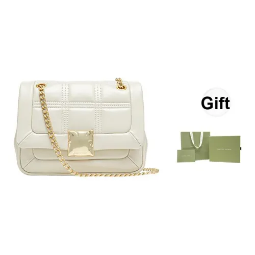 VANESSA HOGAN Шоколад Коровья кожа Плечевая сумка Маленькая квадратная сумка Плечевая сумка Средний размер Женская Экрю