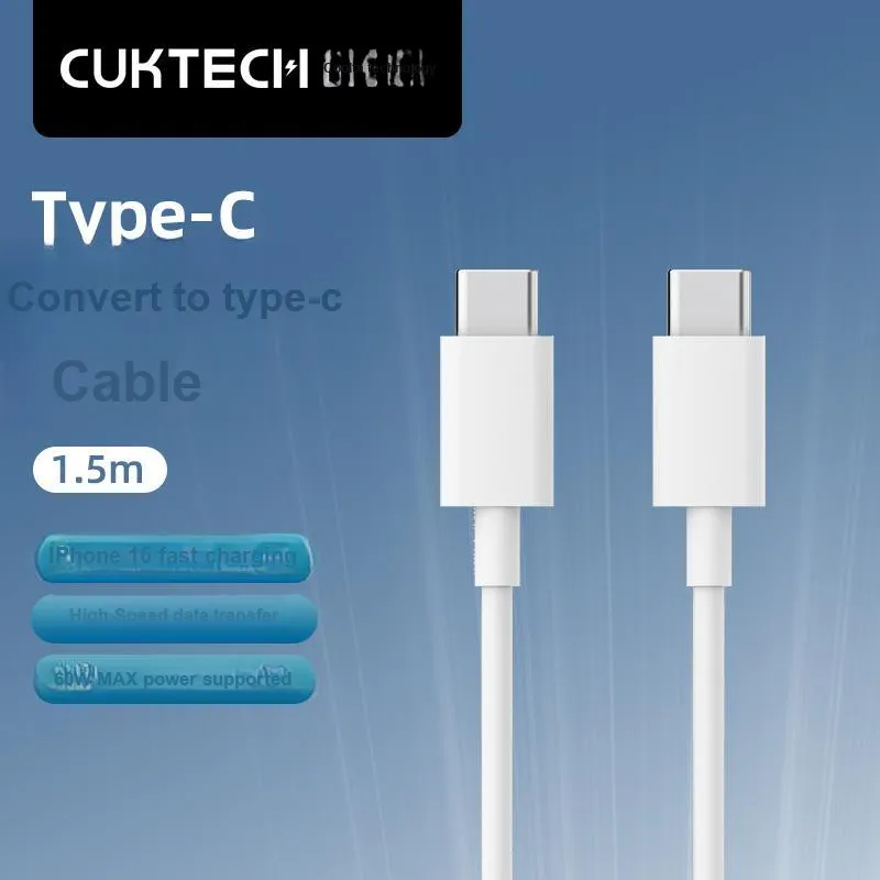 CUKTECH 0.5m X 1 Beige 1.5m X Beige Type c To Type c Laptop Fast Charging Cable PD60W Charger Cable-5