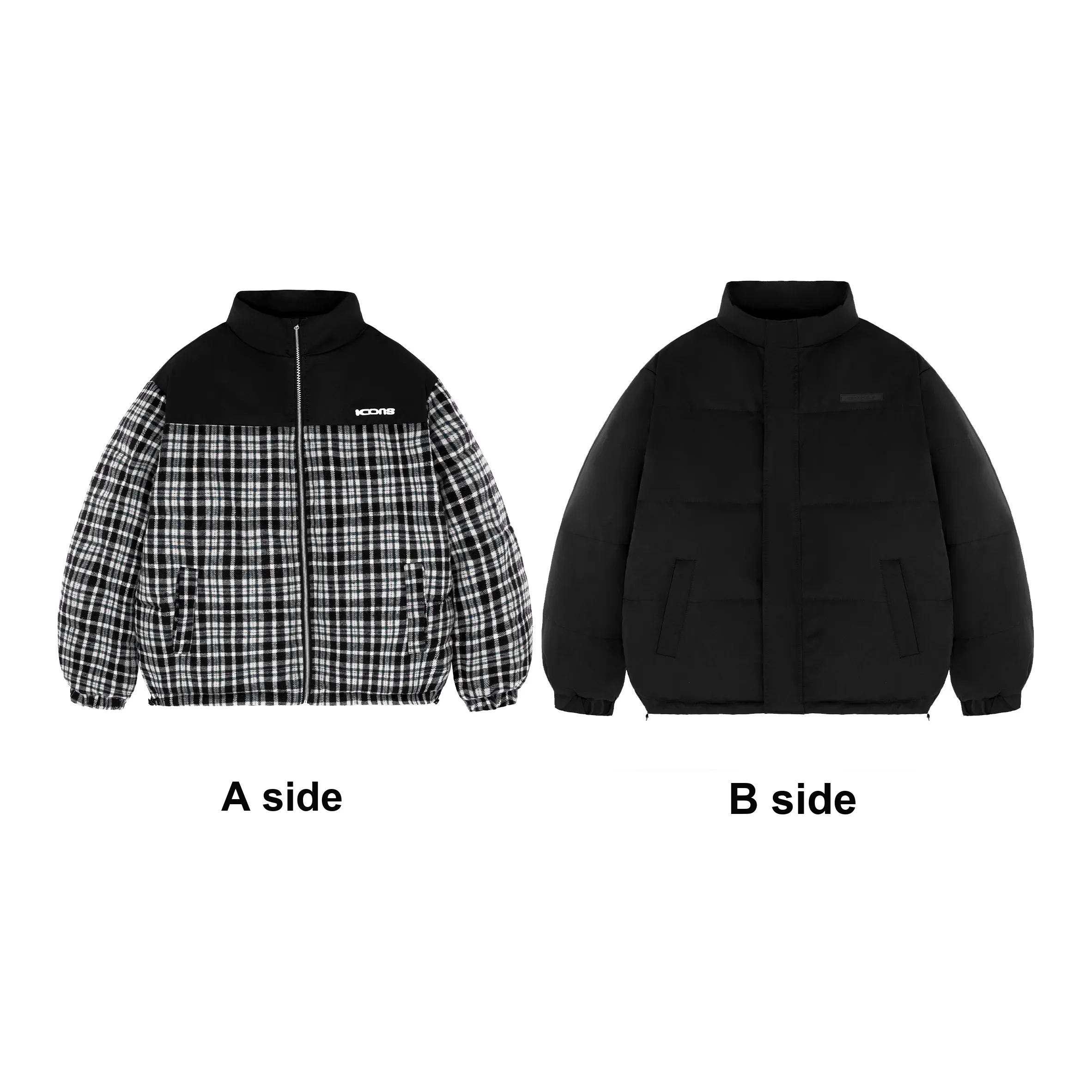ICONS Lab Черный Белый Клетка Унисекс Пуховики