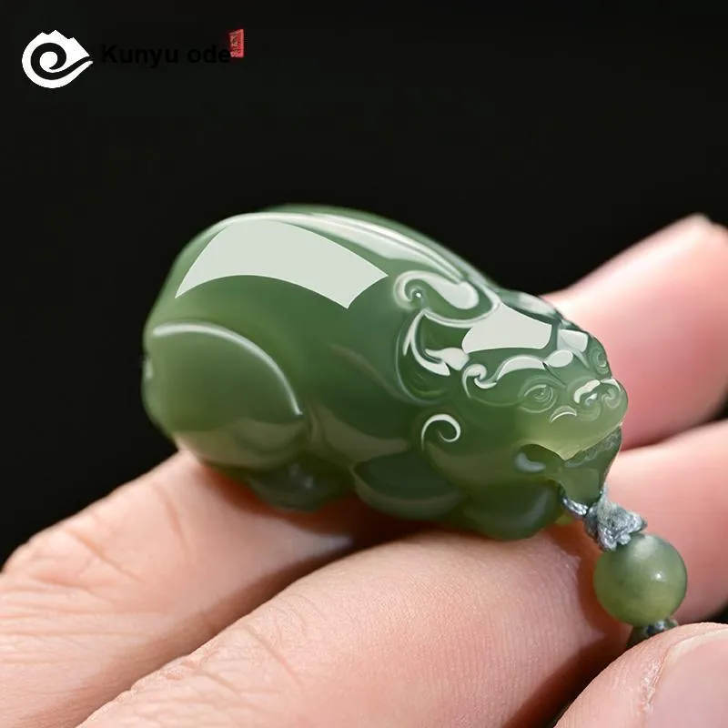 KUNYUYAO Hetian Jade Pendants Green Jade Unisex-16