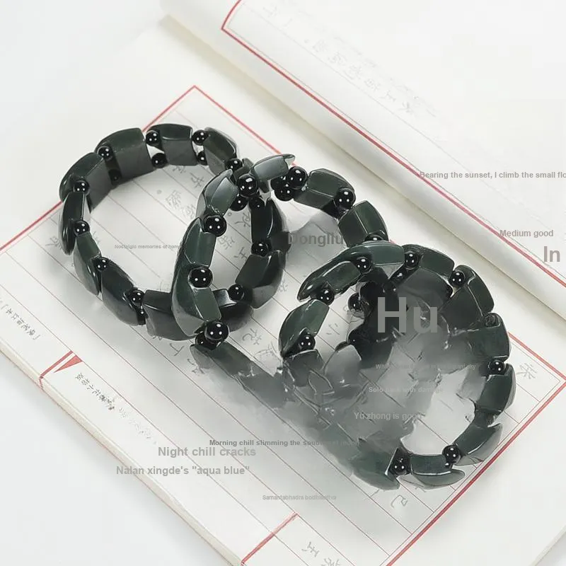 Shujie Hetian Jade Bracelets Green Jade Men's-4