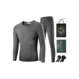 Crew Neck Clothing Sets (Dark Gray) Thickened and Fleece-Lined/Includes 2 Pack Socks+Shopping Bag
