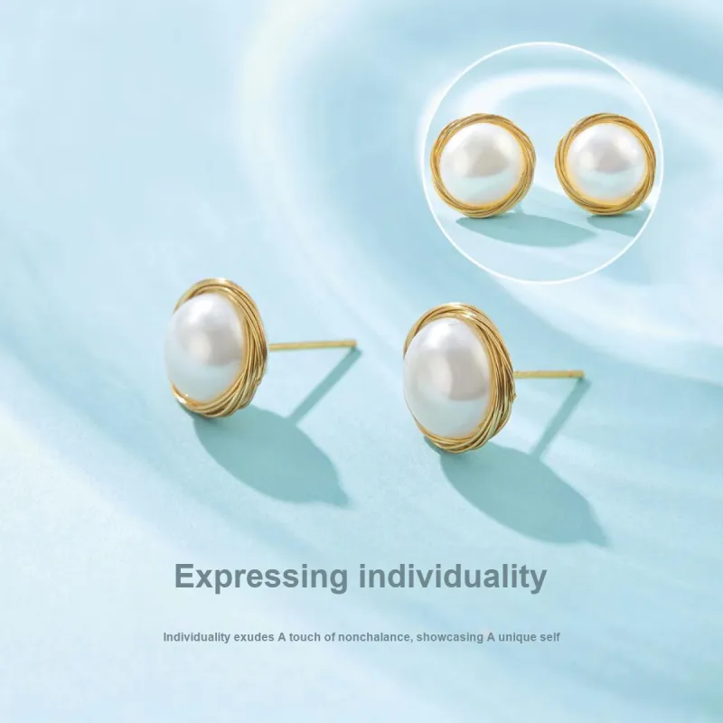 ME LUXE Freshwater Pearl Stud Earrings Women's-3
