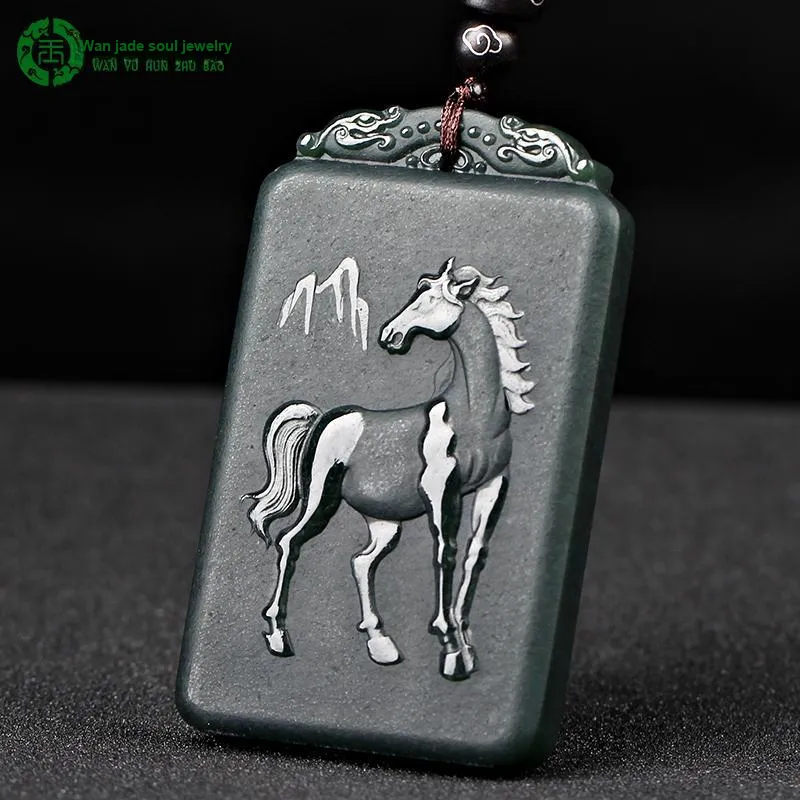 WANYUHUN Hetian Jade Pendants Green Jade Unisex-40