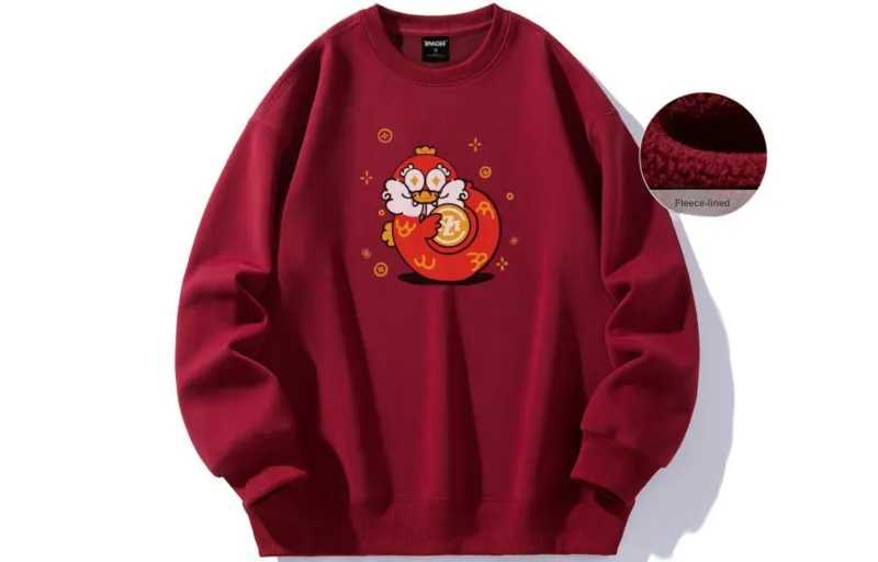 ZMOH Fleece Lined Crew Neck Sweatshirt Unisex-1