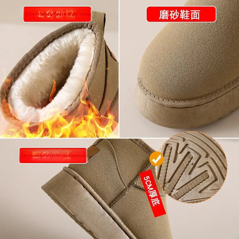 ECAC Fall And Winter Insulated Cotton Slippers Platform Snow Boots, Home Slippers-5