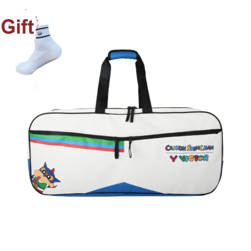 VICTOR Badminton Racket Bags 6 Casual Shoulder Bag White Unisex Independent Shoe Compartment With Front Storage Pocket