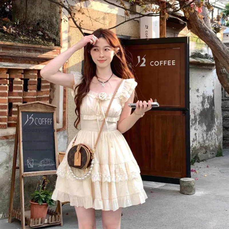 ARIADNAW STUDIO Short Sleeved Dress Women's Apricot-2