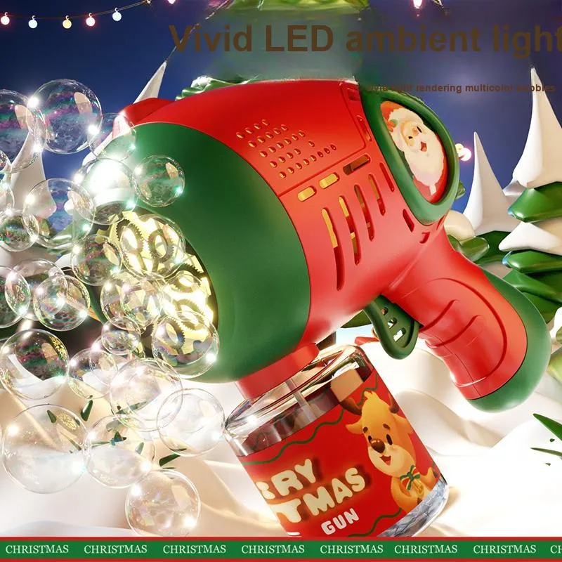 TEMI Christmas Handheld Cartoon Foam Gun Fully Automatic Bubble Machines-3