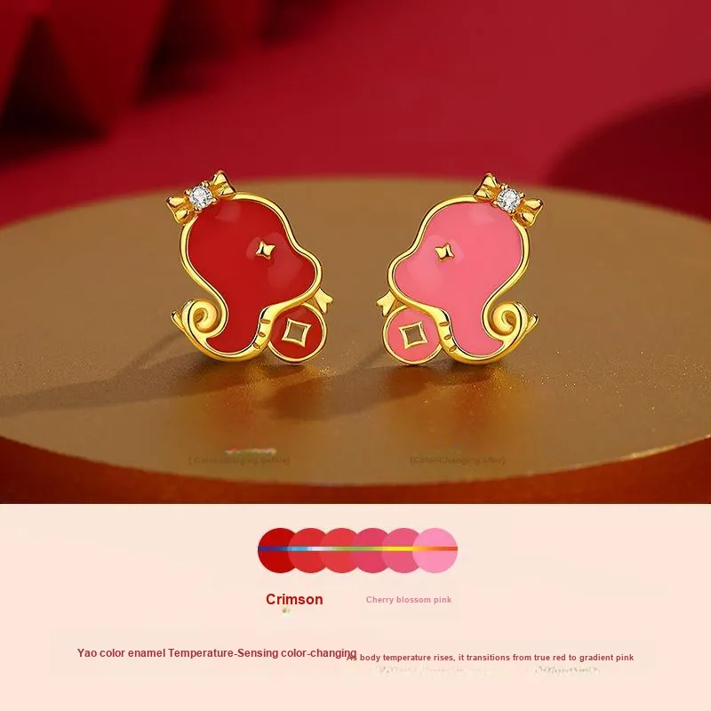 ZUOHUO S925 Silver Stud Earrings Women's Champagne Gold-4