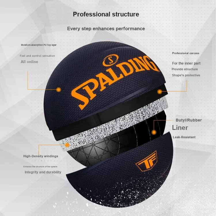 SPALDING TF Collection 77 961Y PU Basketball Black Size 7 Ball Training Unisex-6