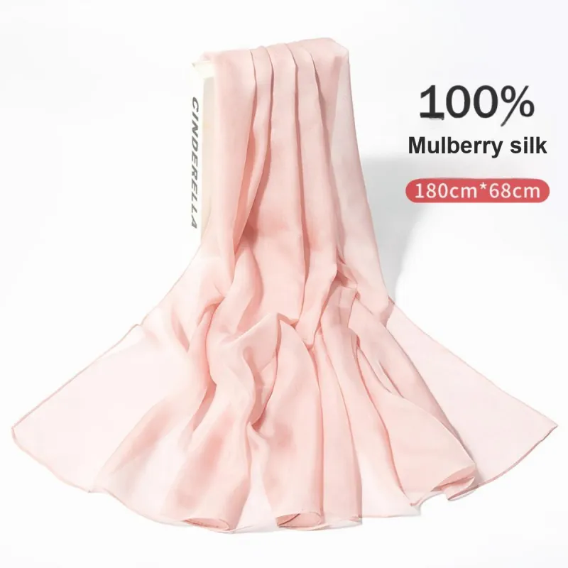 Shanghai Story 100% Mulberry Silk Silk Scarves Women's Dusty Pink Gradient Gift Box Set-11