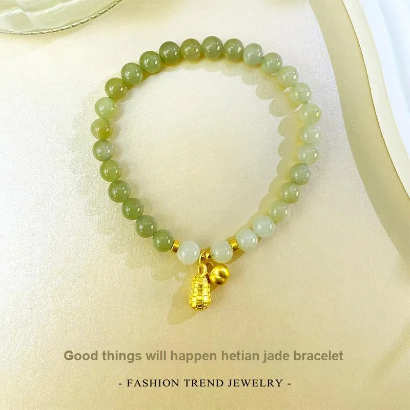 Love Hetian Jade Bracelets Pale Greenish White Jade Women's-4