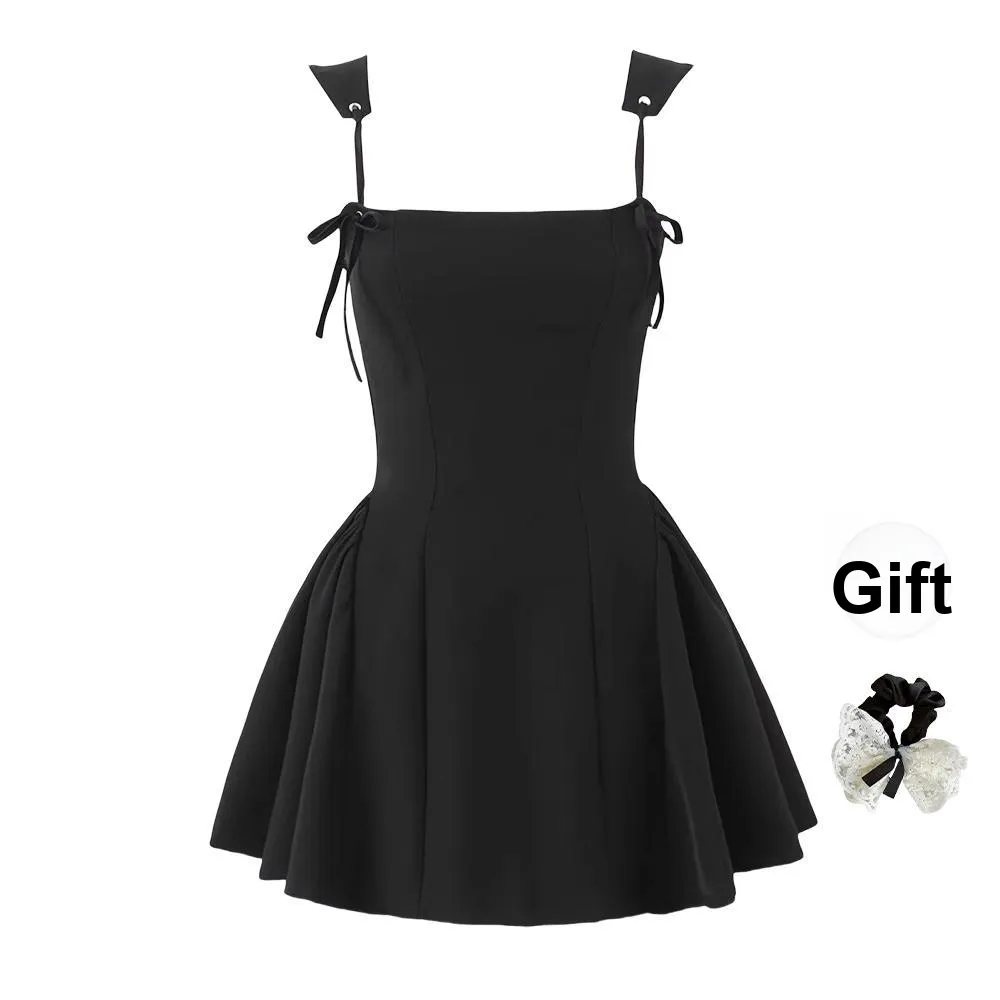 TUSHIFEI Slip Dress Women's Black+Hair Tie Comes With