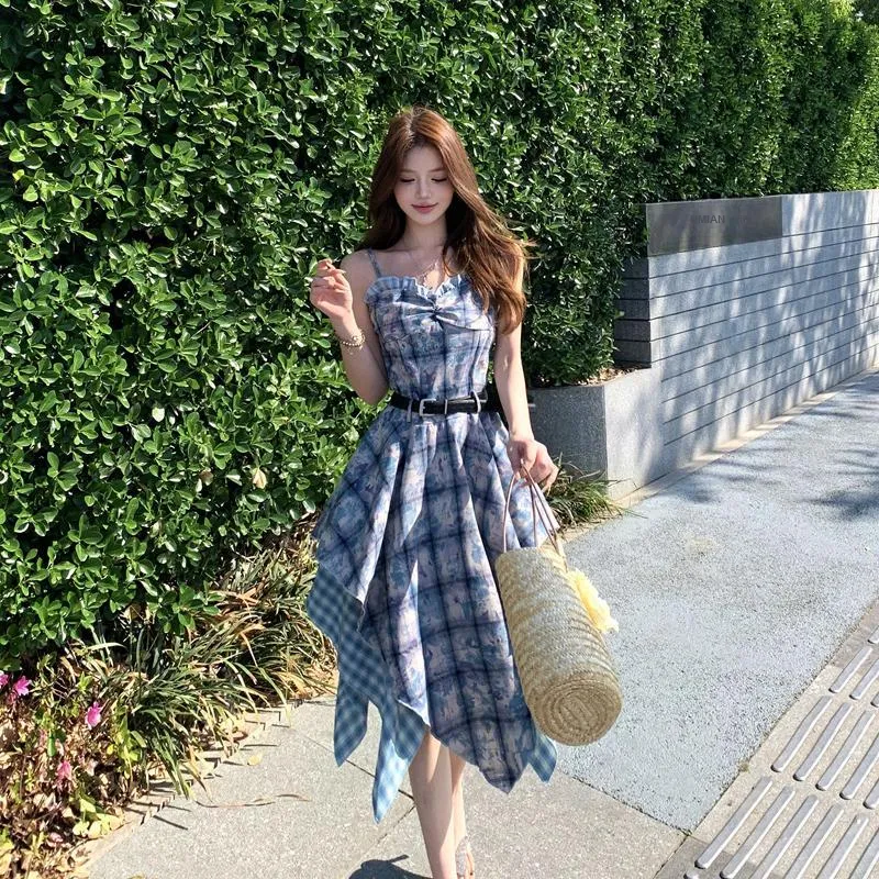 HAPG Slip Dresses Women's Blue Shopping Bag Included-1
