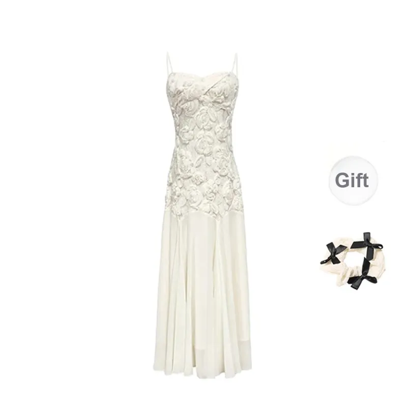TORIGHT Slip Dresses Women's Light Apricot+Bowknot Hair Tie Comes With-0