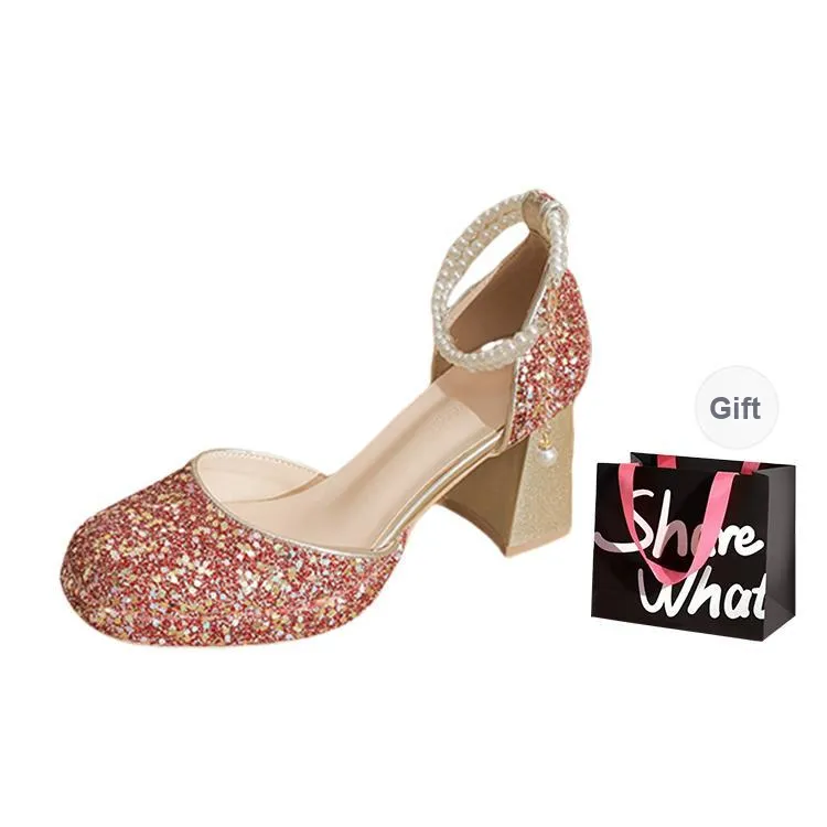 BIGTREE Chunky Heel High Heels Women's-3