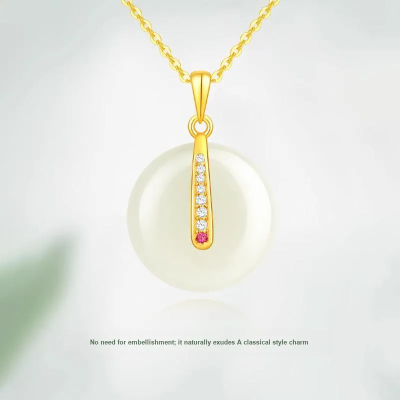 JINLIUFUJIXIANG Hetian Jade Necklaces White Jade/Pale Greenish White Jade Unisex-2