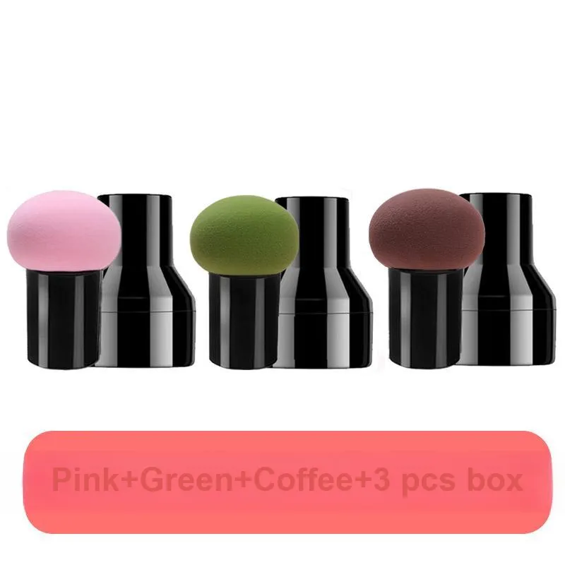 JIAOXUEFEI Professional Multicolor Mushroom Head Powder Puff 3 Pcs-Easy Application No Waste-7