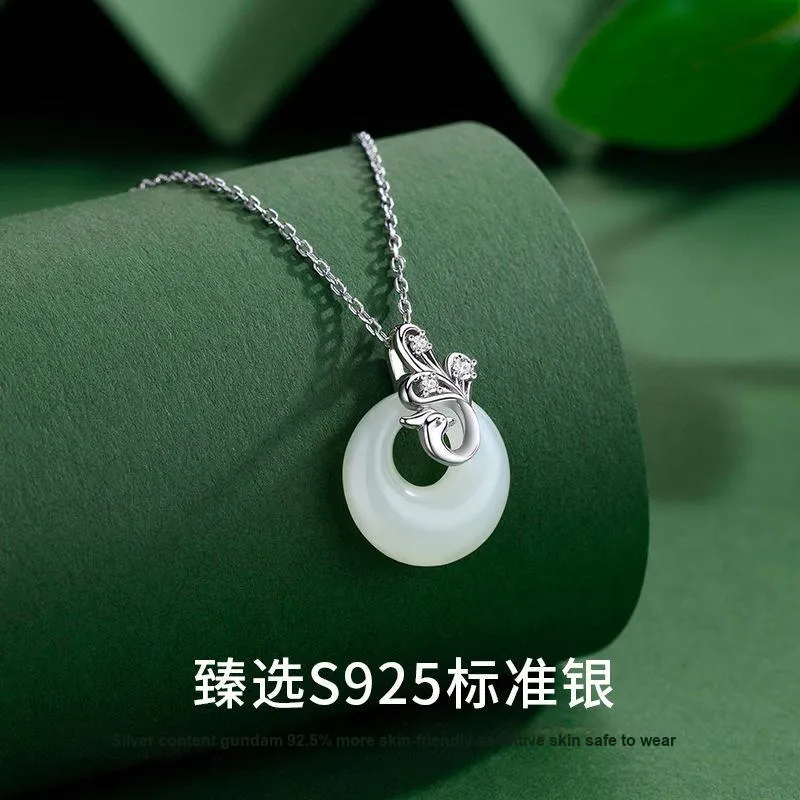 Royal Heaven's Choice Hetian Jade Necklaces Pale Greenish White Jade Unisex-1