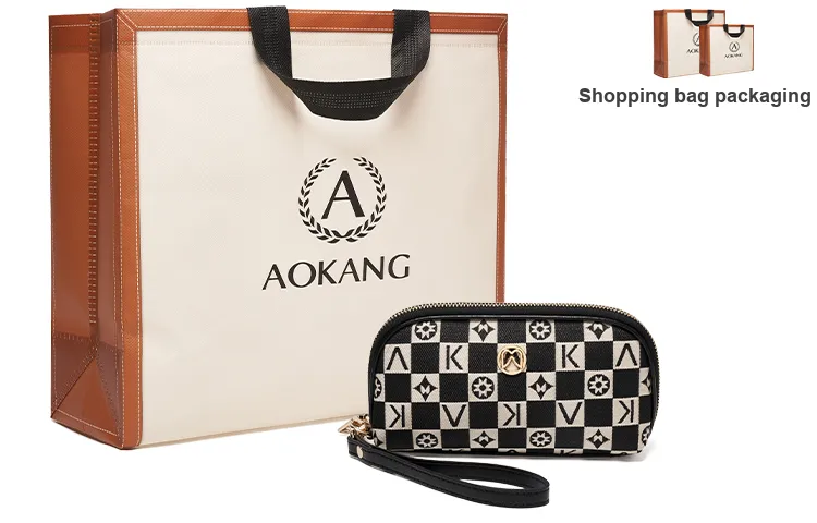 AOKANG Fabric Cell Phone Pouch, Makeup Bag, Handheld Tote, Clutch Women's Ebony/Classic Black/Elegant White-2