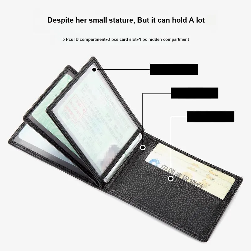 BISON DENIM Top Grain Cow Leather Card Holder Vintage Fashion Business Casual Men's-2