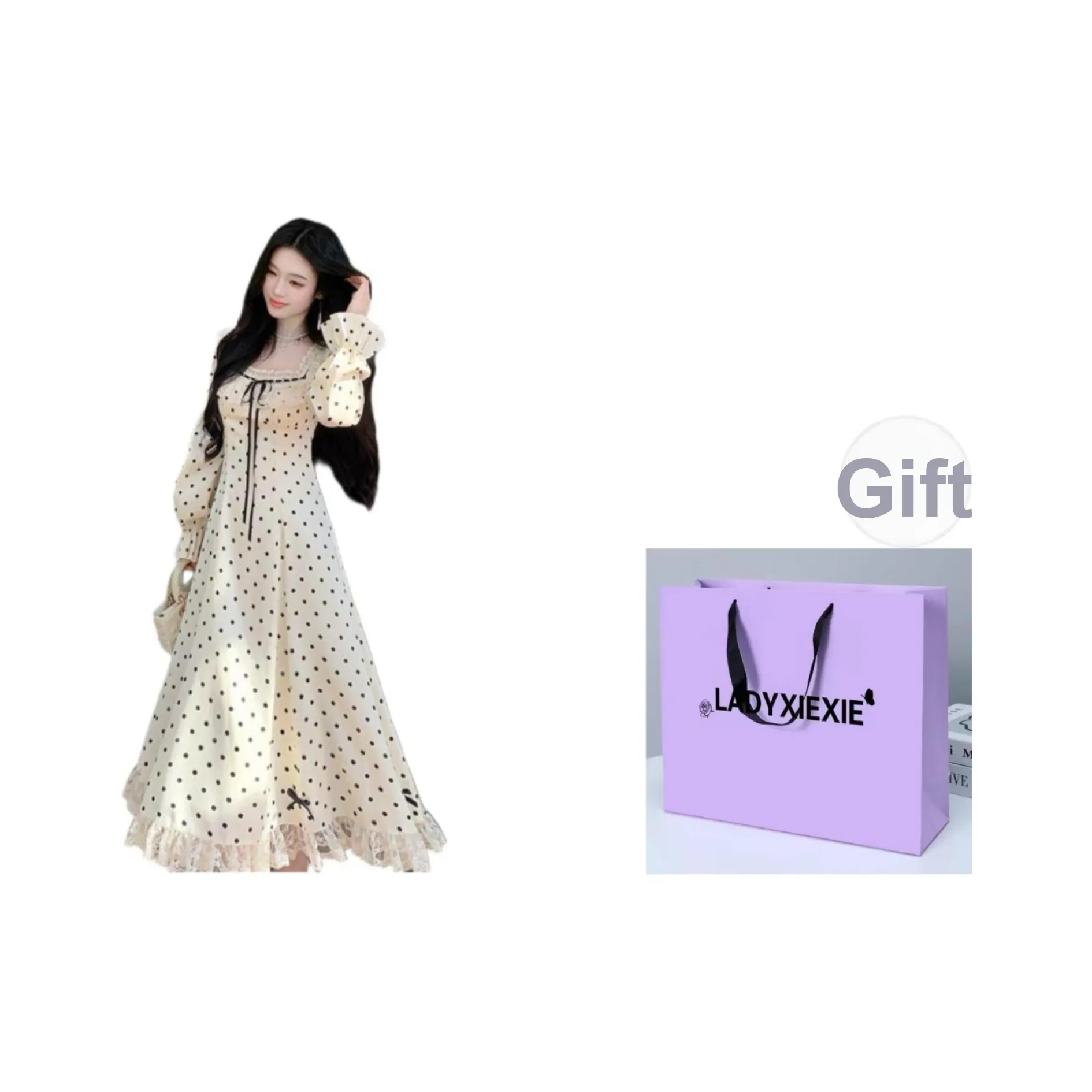 LADYXIEXIE Длинное платье с длинными рукавами женское