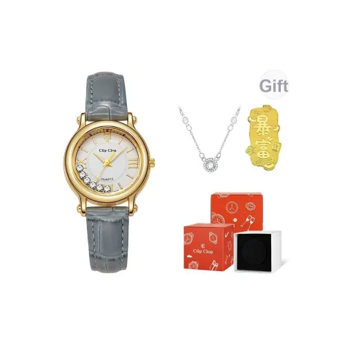 Clip Clop Кварцевый механизм кожаный ремешок женские часы белый циферблат