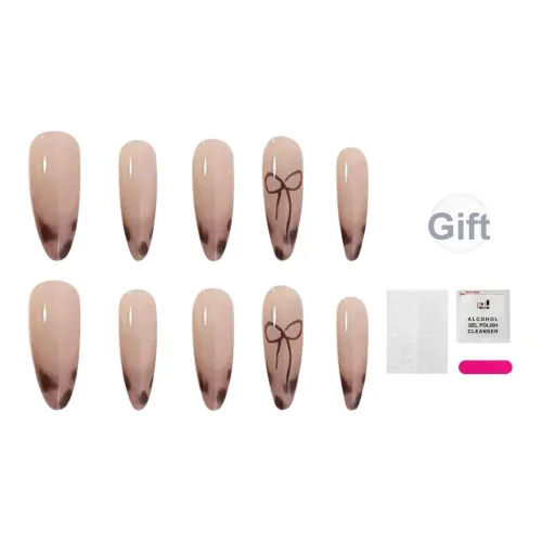 JIABITU Леопардовый принт бант съемный False Nail овал смешанный Jump цвет градиентный 17 мм