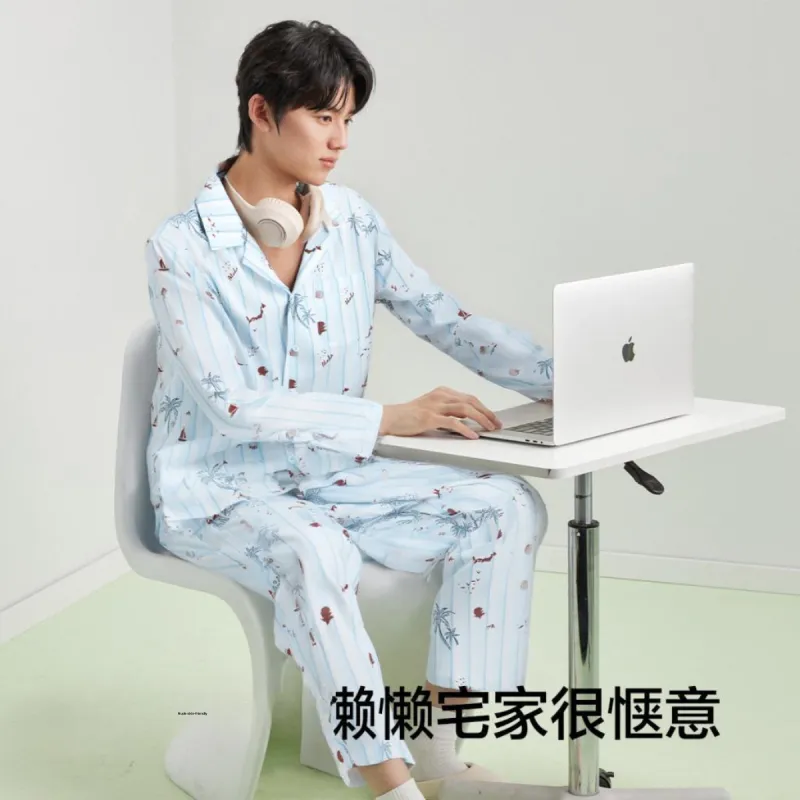 YOUKESHU Ice Silk Pajama Set Men's Shopping Bag-3